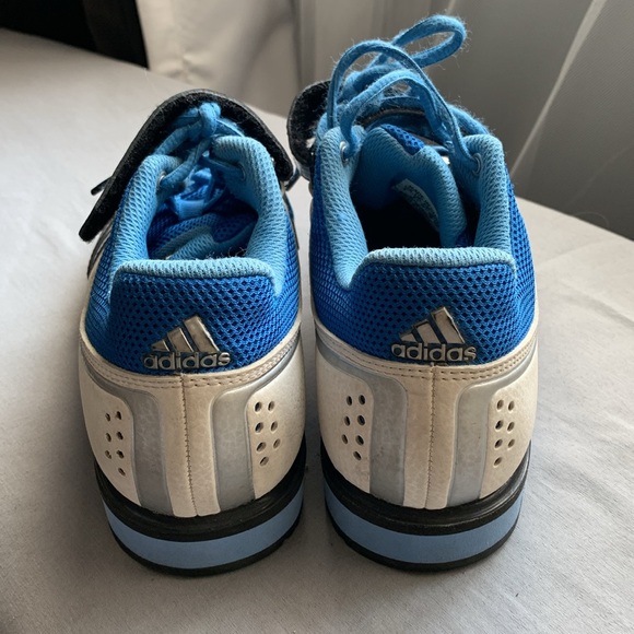 Adidas runners  white, black stripes bright blue athletic gym - Picture 3 of 8